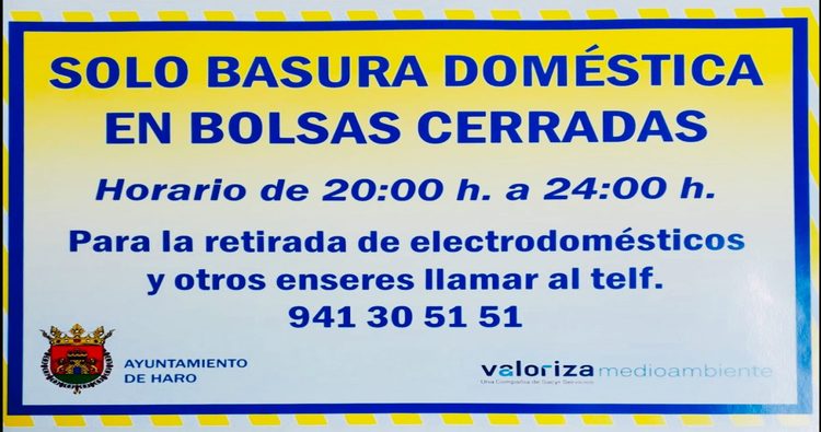 El Ayuntamiento coloca pegatinas informativas en todos los contenedores de residuos
